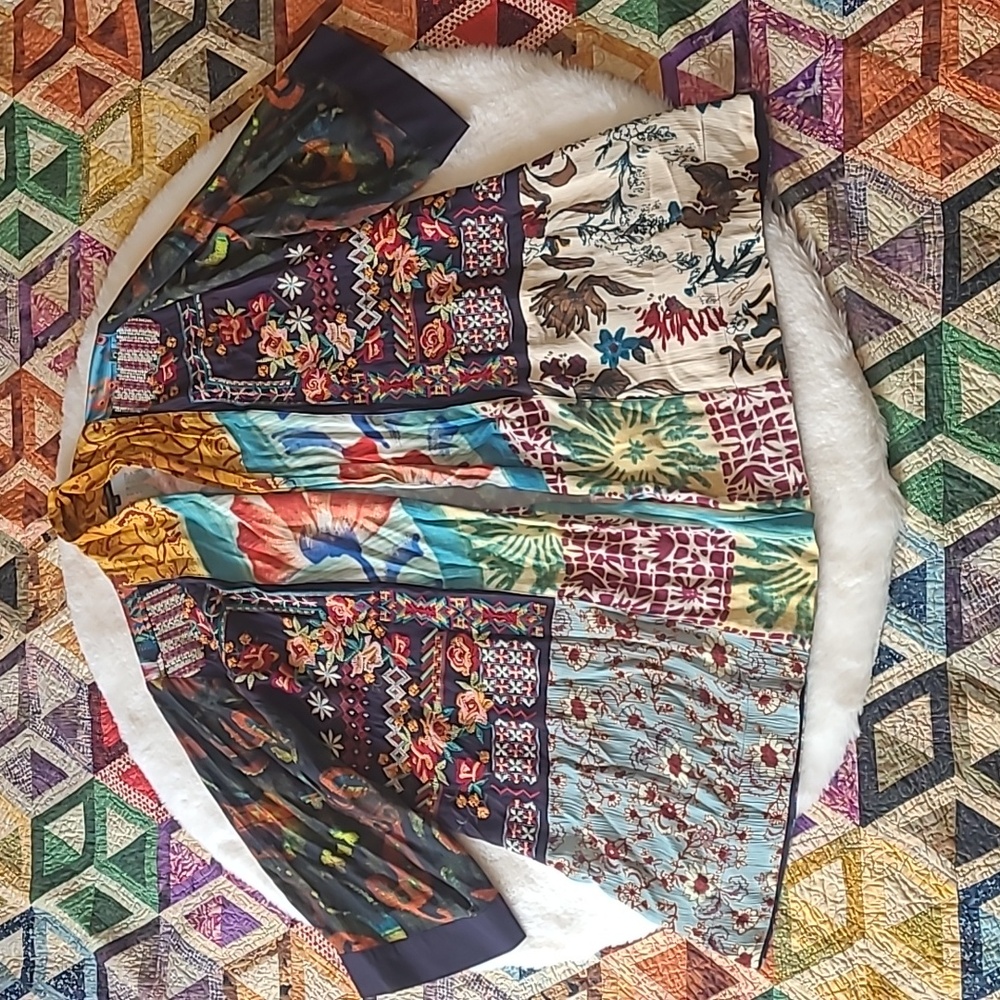 John Mark Multicolor Boho Patchwork Kimono Shrug